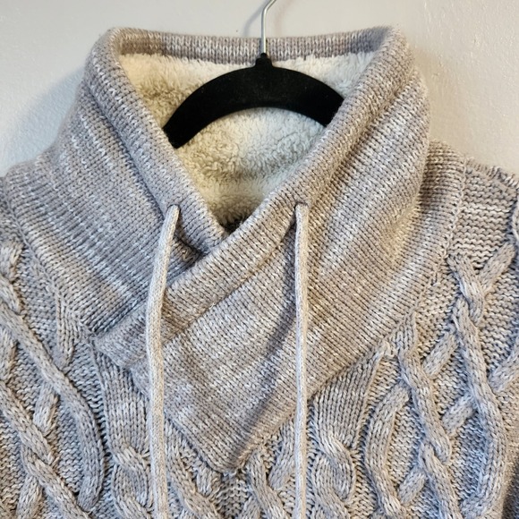 XRAY Jeans Mens Cable Knit Sherpa Lined Shawl Collar Pullover Sweater L - Picture 7 of 10